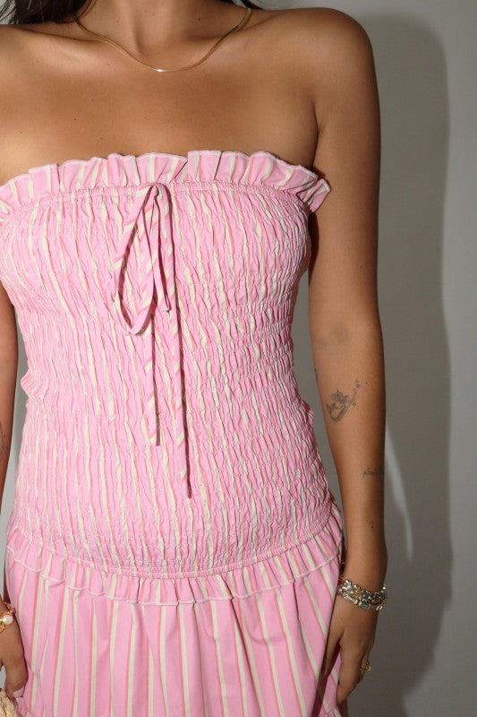 Striped Smocked Tiered Maxi Dress