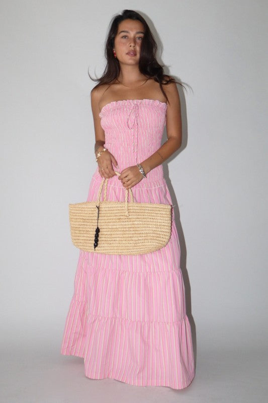 Striped Smocked Tiered Maxi Dress