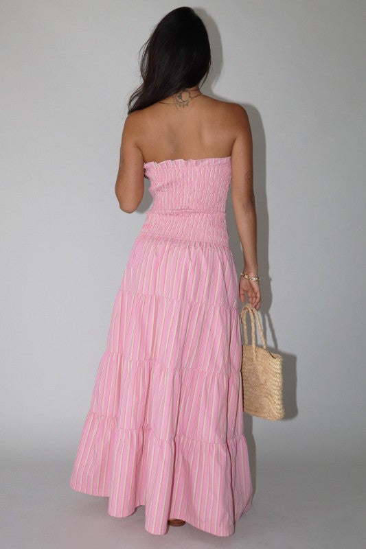 Striped Smocked Tiered Maxi Dress