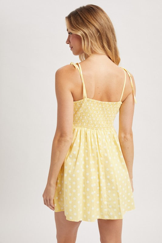 Polka Dot Pleated Mini Dress Romper