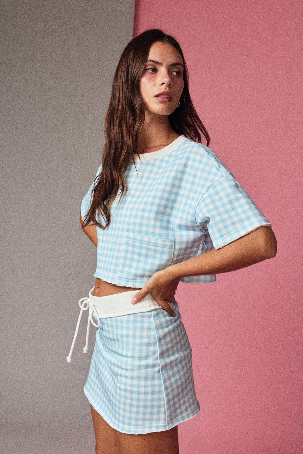 Gingham Blue Set
