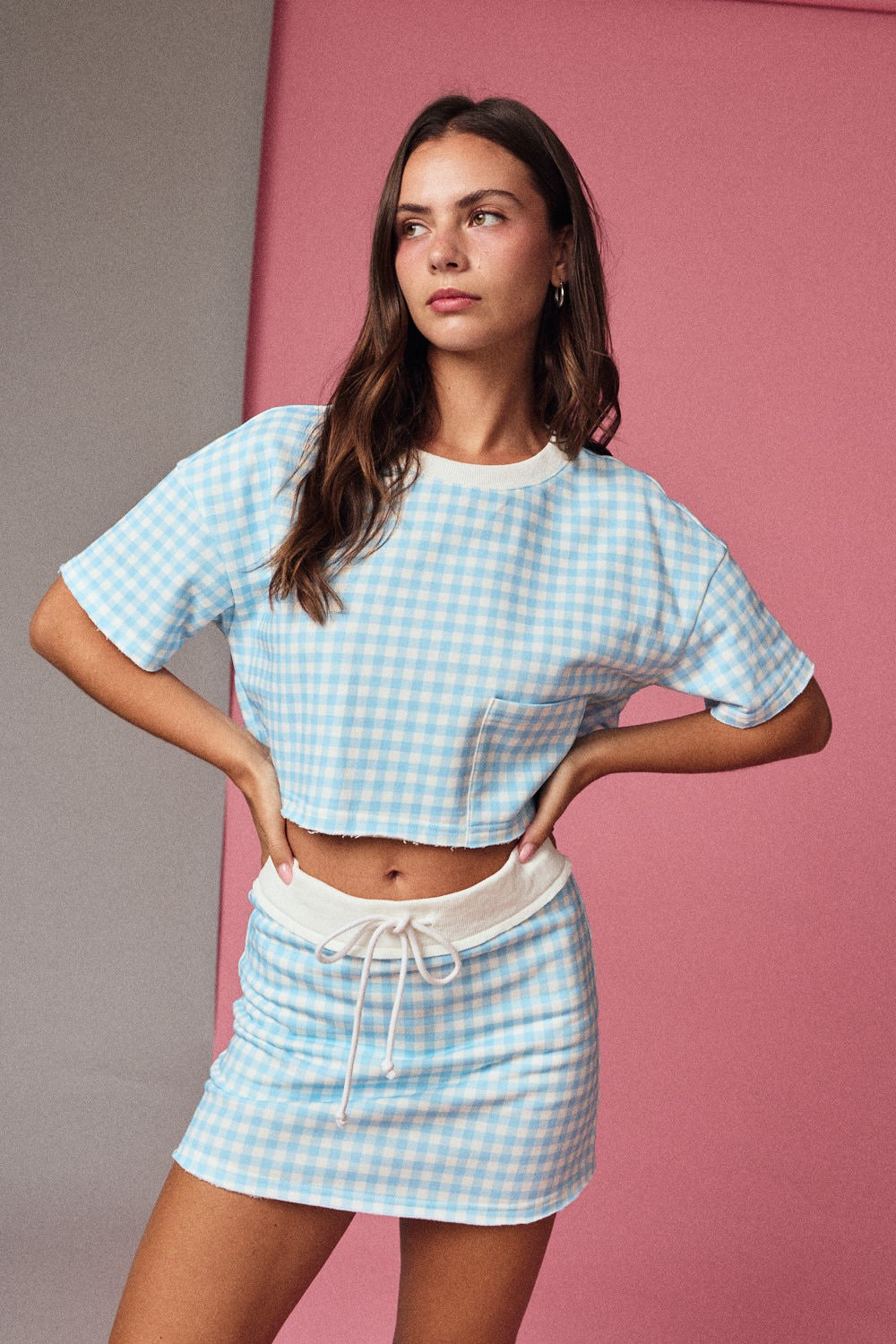 Gingham Blue Set