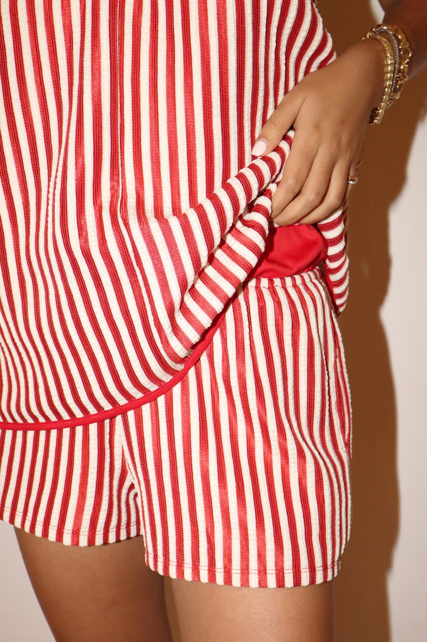 Logan Red and White Striped Romper