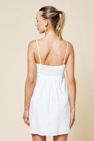Embroidery Shell Babydoll Strappy Mini Dress
