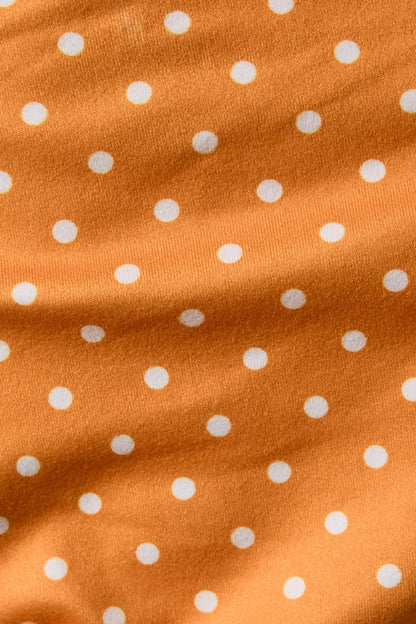 Off Shoulder Top With Side Ruching In Polka Dot
