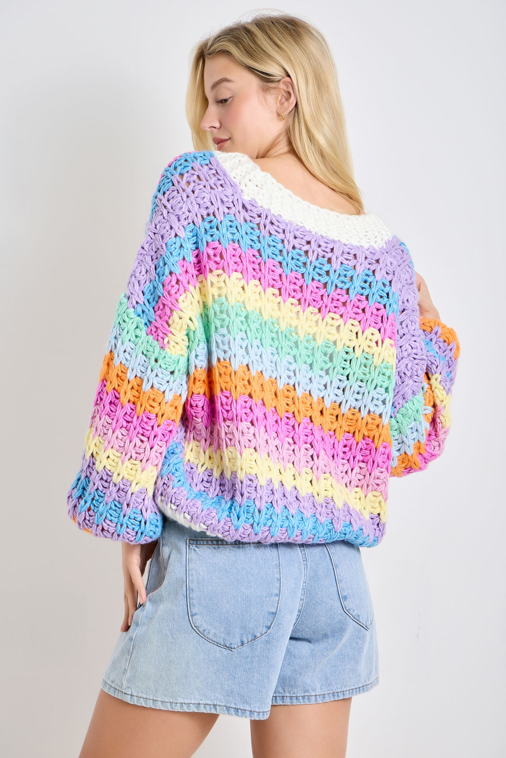 Rainbow Chunky Knit Oversized Cardigan