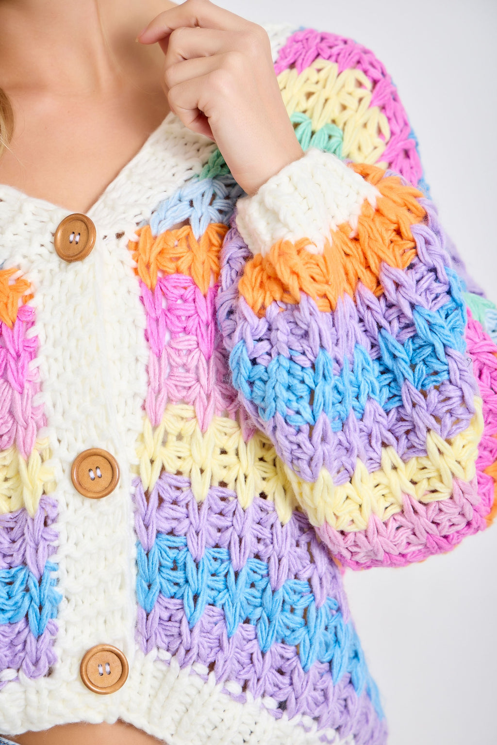 Rainbow Chunky Knit Oversized Cardigan