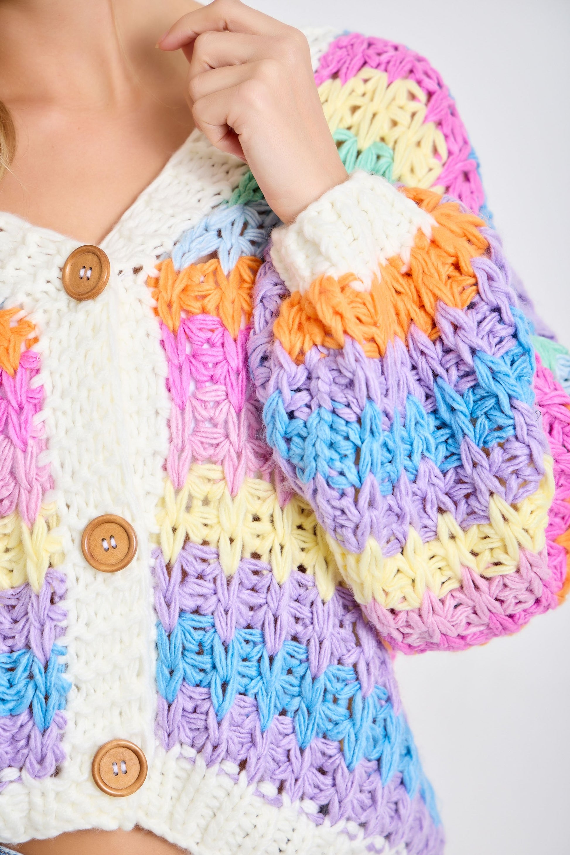 Rainbow Chunky Knit Oversized Cardigan