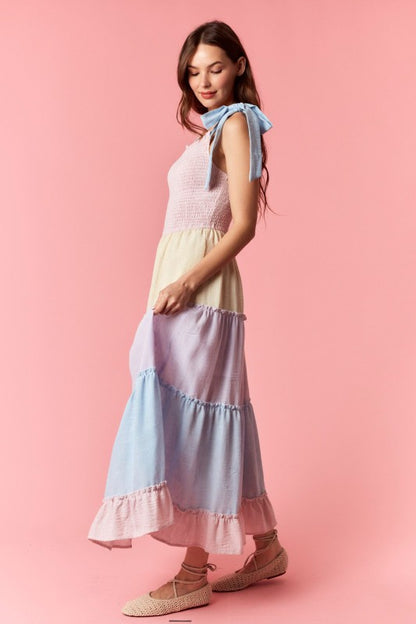 Spring Top Linen Tiered Maxi Dress