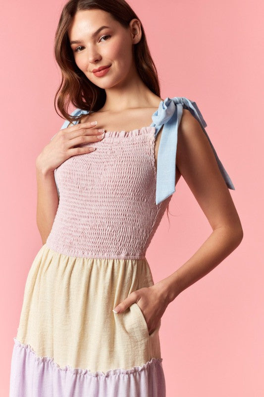 Spring Top Linen Tiered Maxi Dress