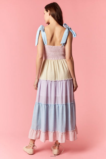 Spring Top Linen Tiered Maxi Dress
