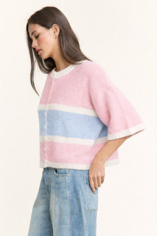Cotton Candy Button-front Cardigan