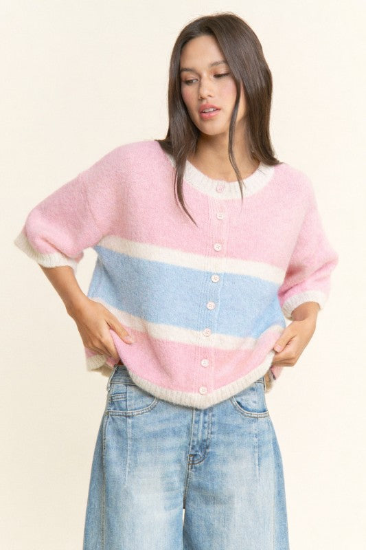 Cotton Candy Button-front Cardigan