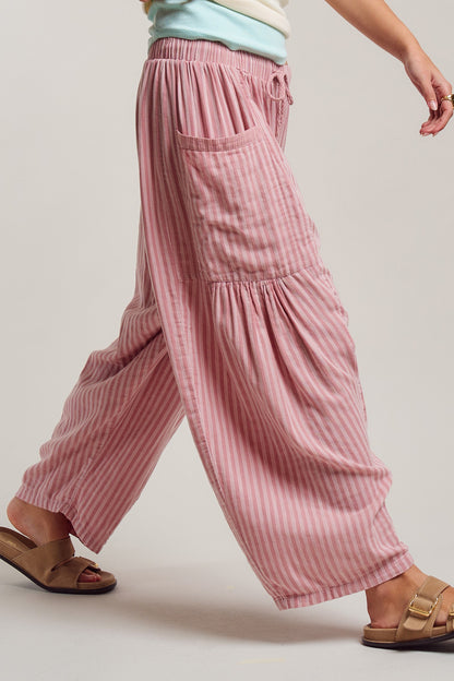 Wanderlust Boho Stripe Pants-Pink