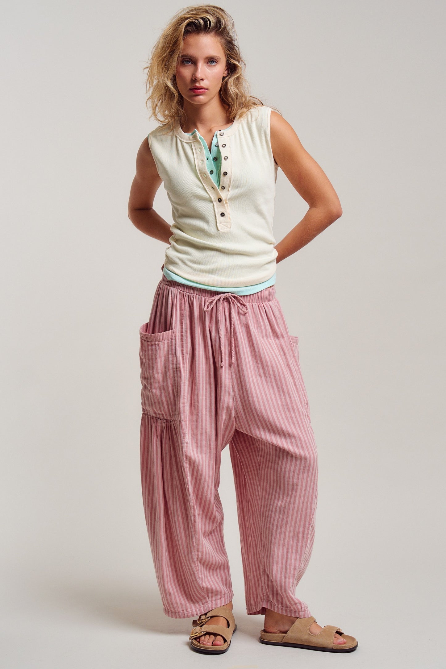 Wanderlust Boho Stripe Pants-Pink