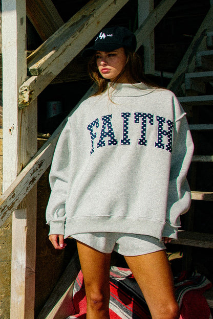 'faith' Polka-dot Mock Neck Sweatshirt