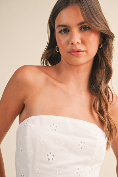 Eyelet Tiered Back Tie Top