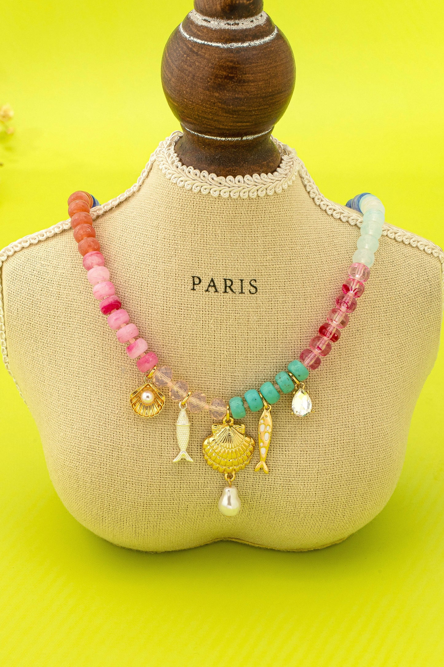 Nautical Multi-color Beaded Charm Necklace