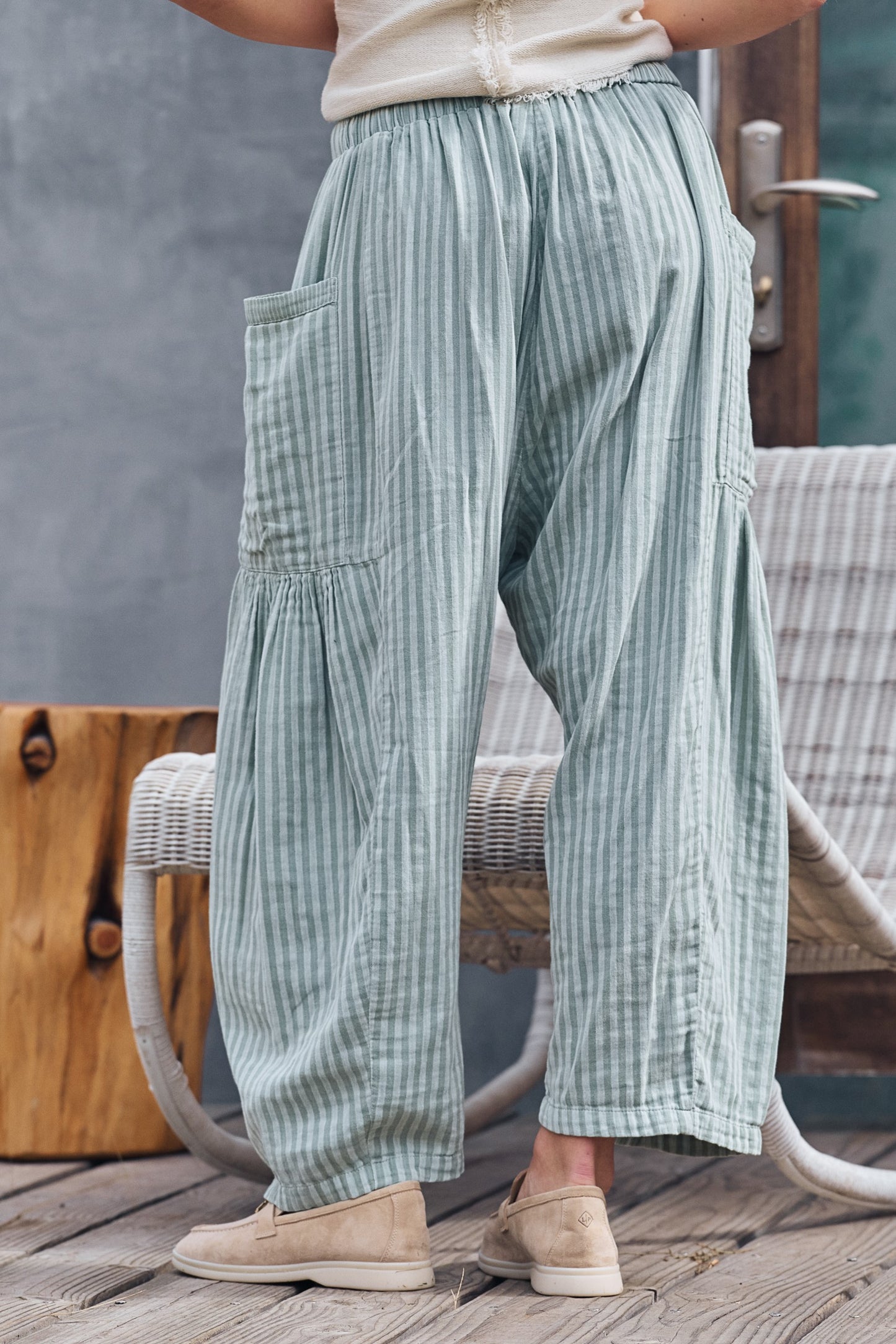 Wanderlust Boho Stripe Pants-Sage