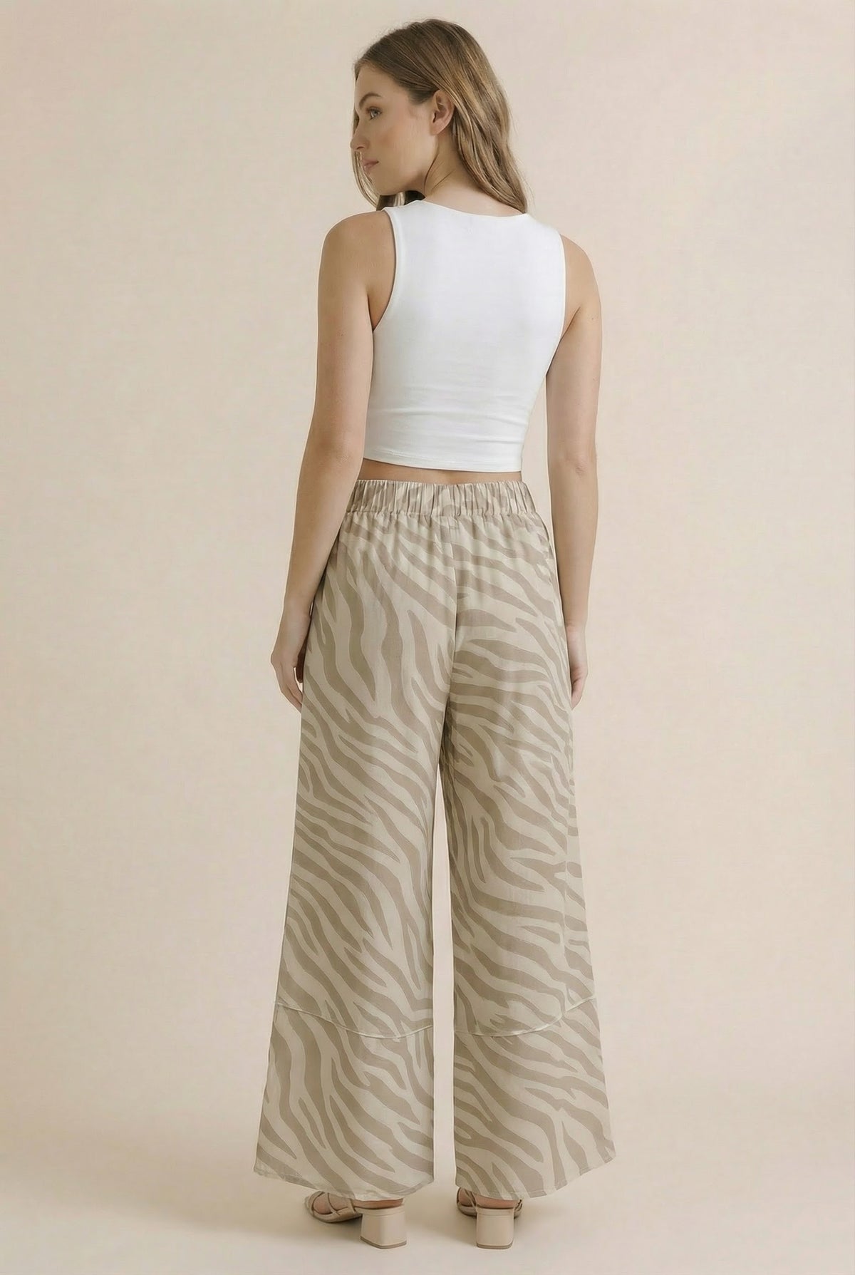 Zebra Print Wide Leg Patchwork  Pants