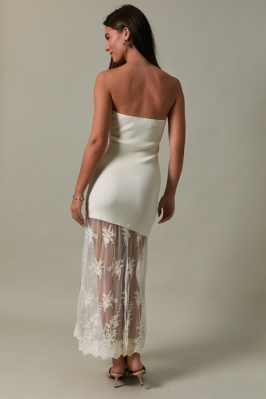 Lace Skirt White Tube Dress