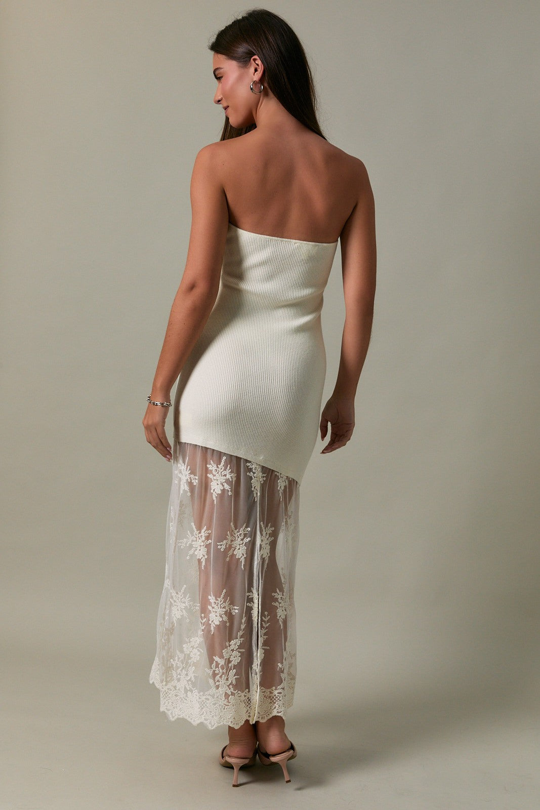 Lace Skirt White Tube Dress
