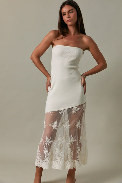 Lace Skirt White Tube Dress