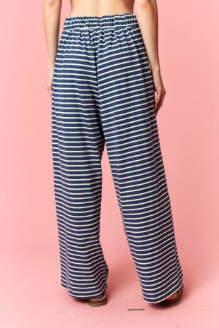Striped Slim Tube And Wide Leg Pants Set
