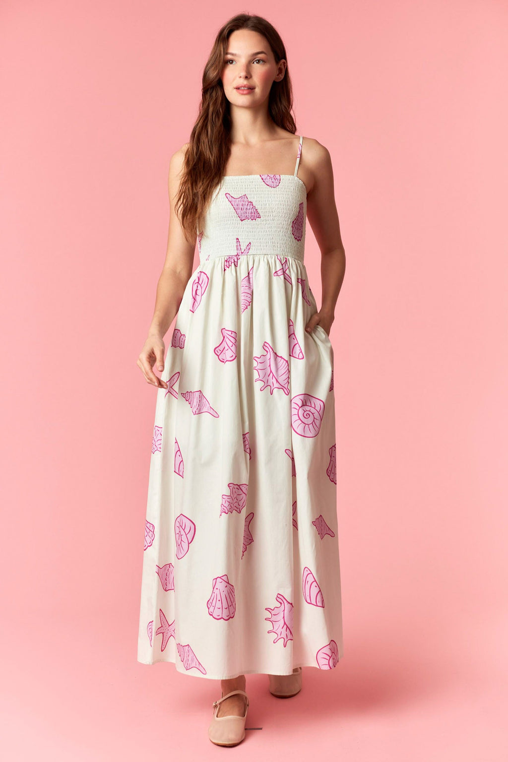 Coastal Vibes Smocked Bodice Midi Dress