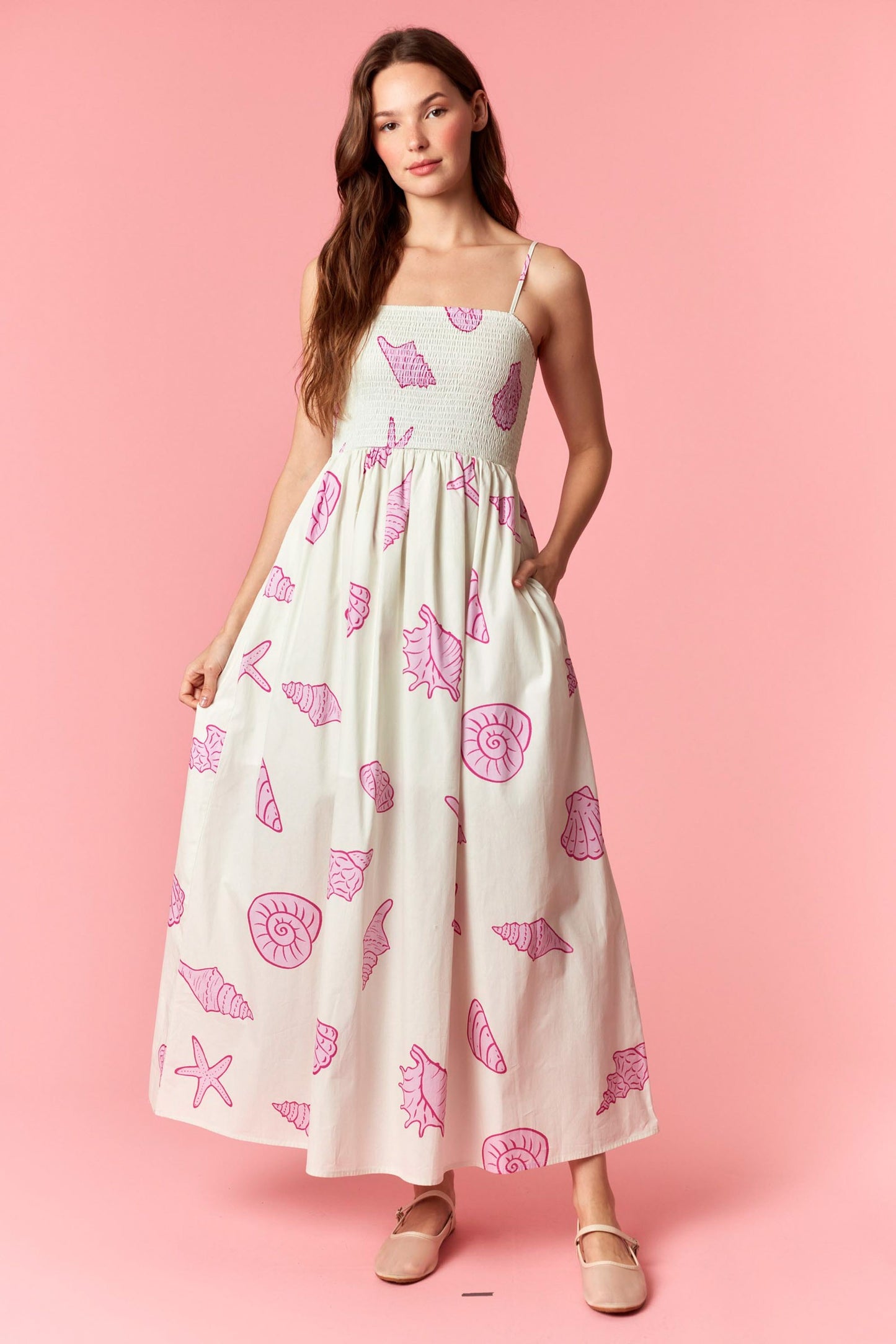 Coastal Vibes Smocked Bodice Midi Dress