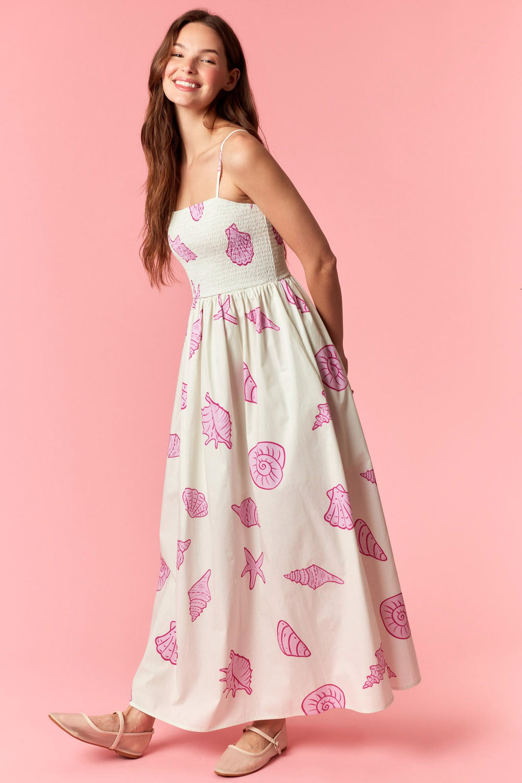 Coastal Vibes Smocked Bodice Midi Dress