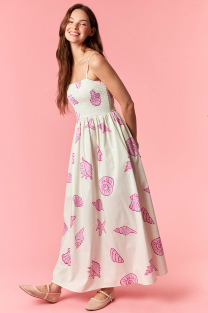 Coastal Vibes Smocked Bodice Midi Dress