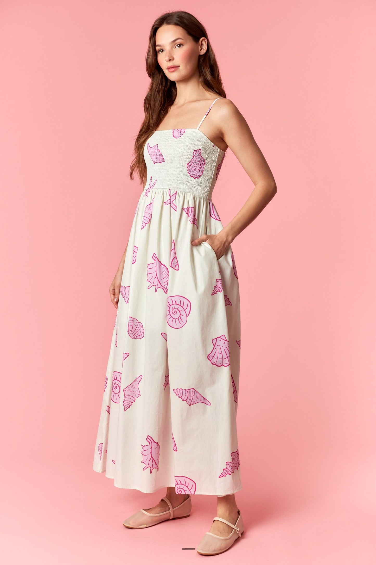 Coastal Vibes Smocked Bodice Midi Dress