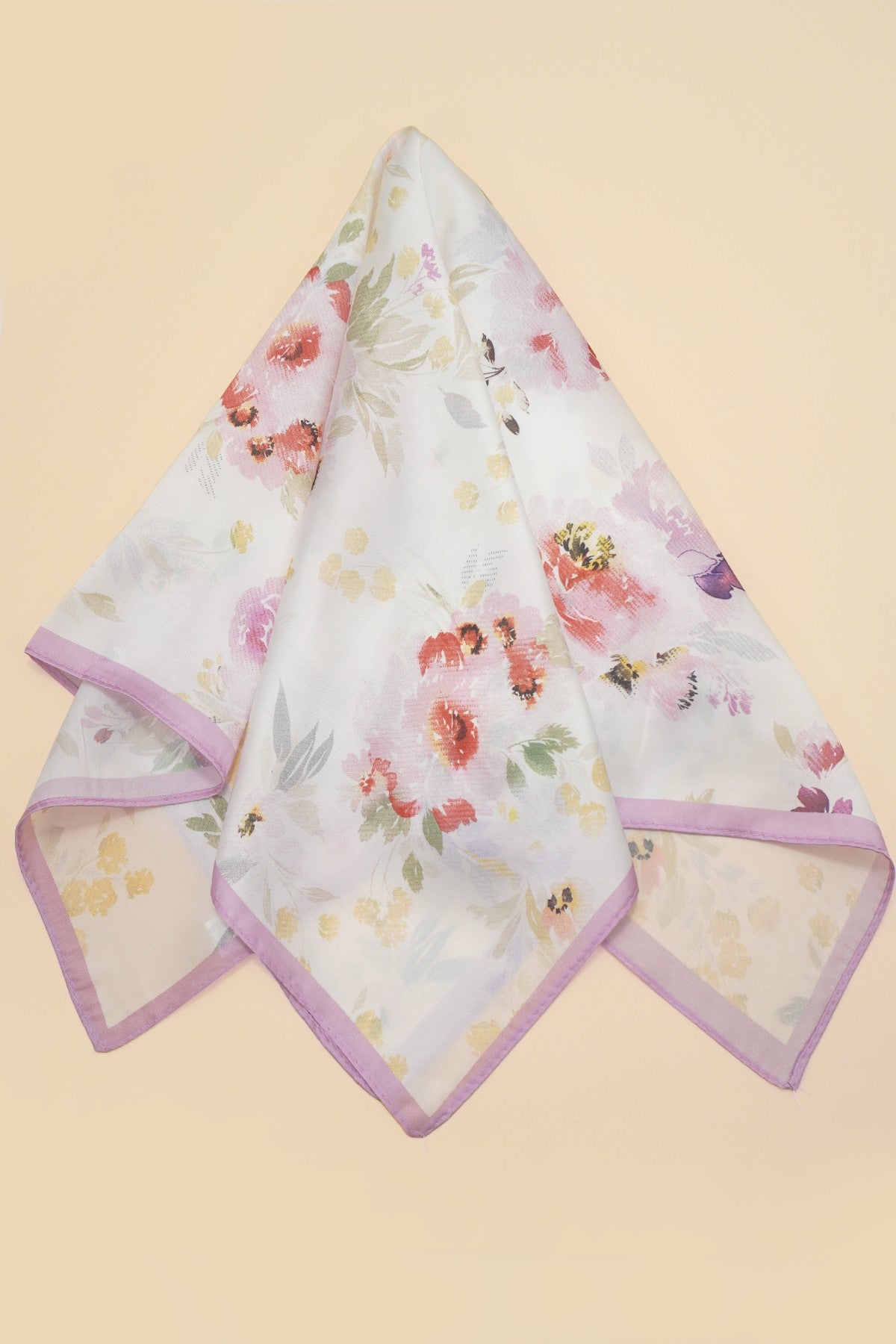 Floral Print Silk-finish Bandana Scarf