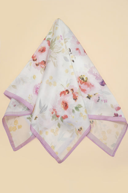 Floral Print Silk-finish Bandana Scarf