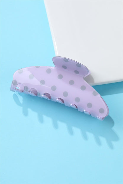 Retro Polka Dot Hair Claw - Glossy Spotted French Style Clip-Lavender