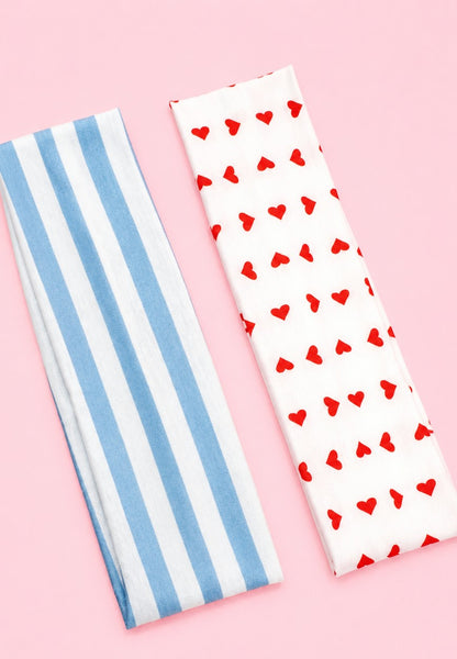 Stripe Heart Printed Yoga Headband 2-pc Set