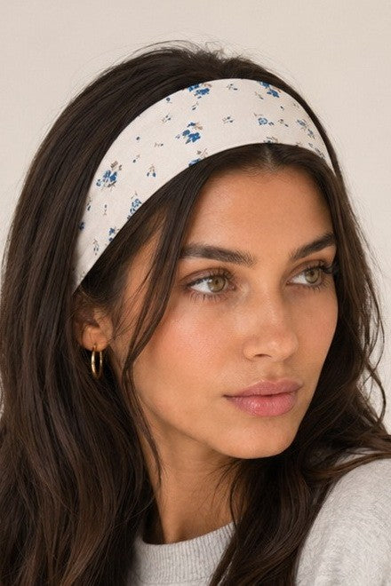 Blue Stripe & Vintage Floral Printed Headband 2-pc Set