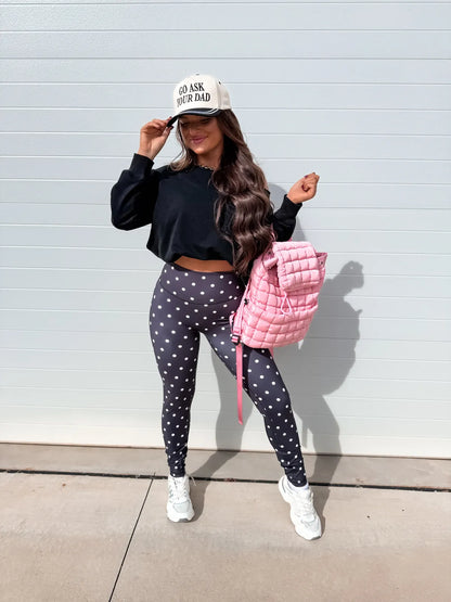 Sculpt Leggings in Black with White Polka Dots