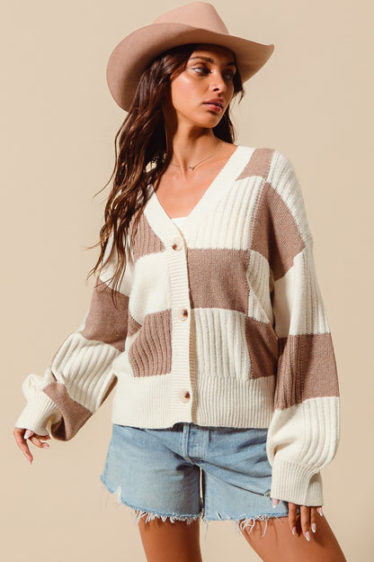 Checkered Sweater Cardigan