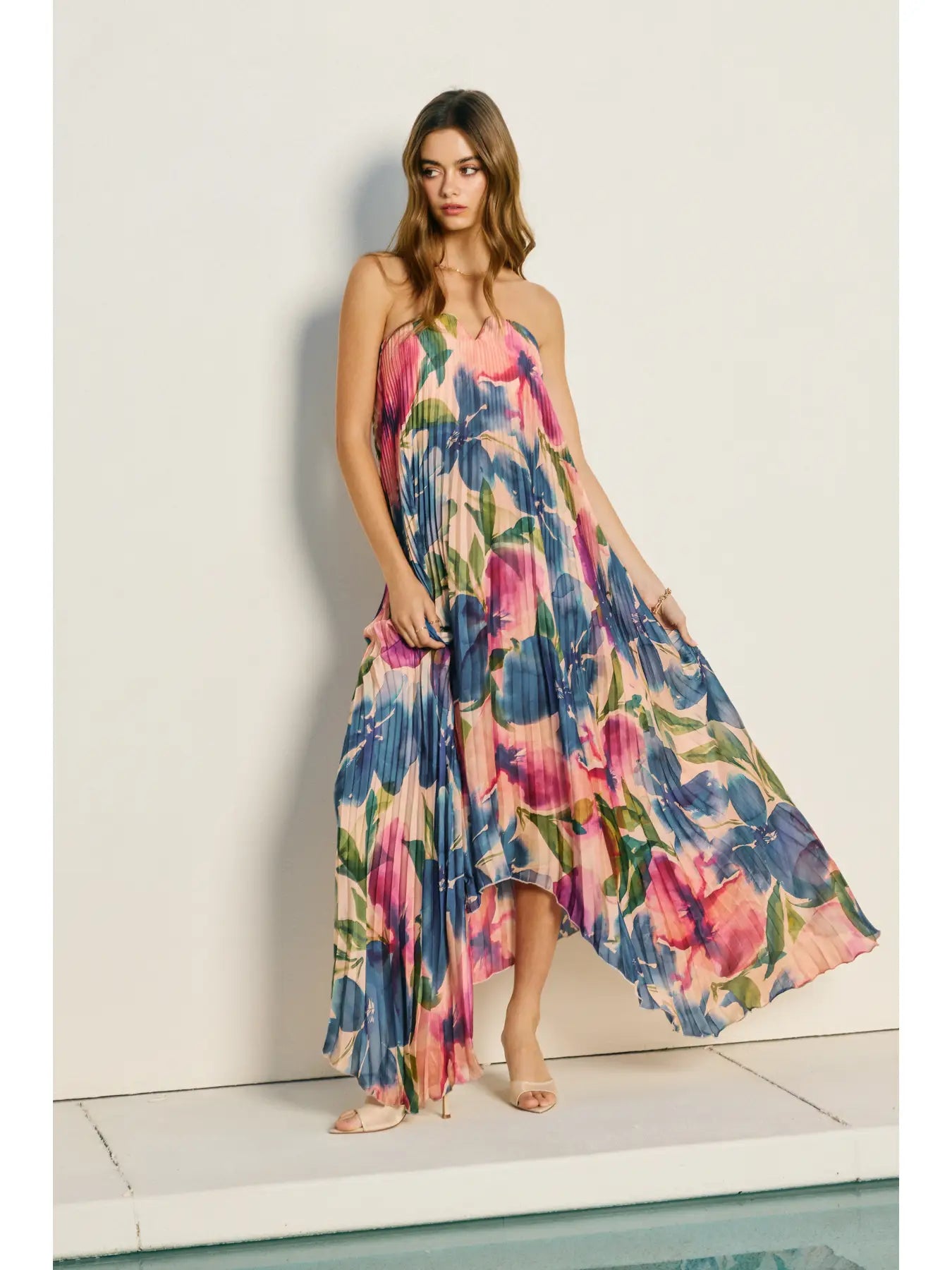 Meadowlark Pleated Maxi Column Dress