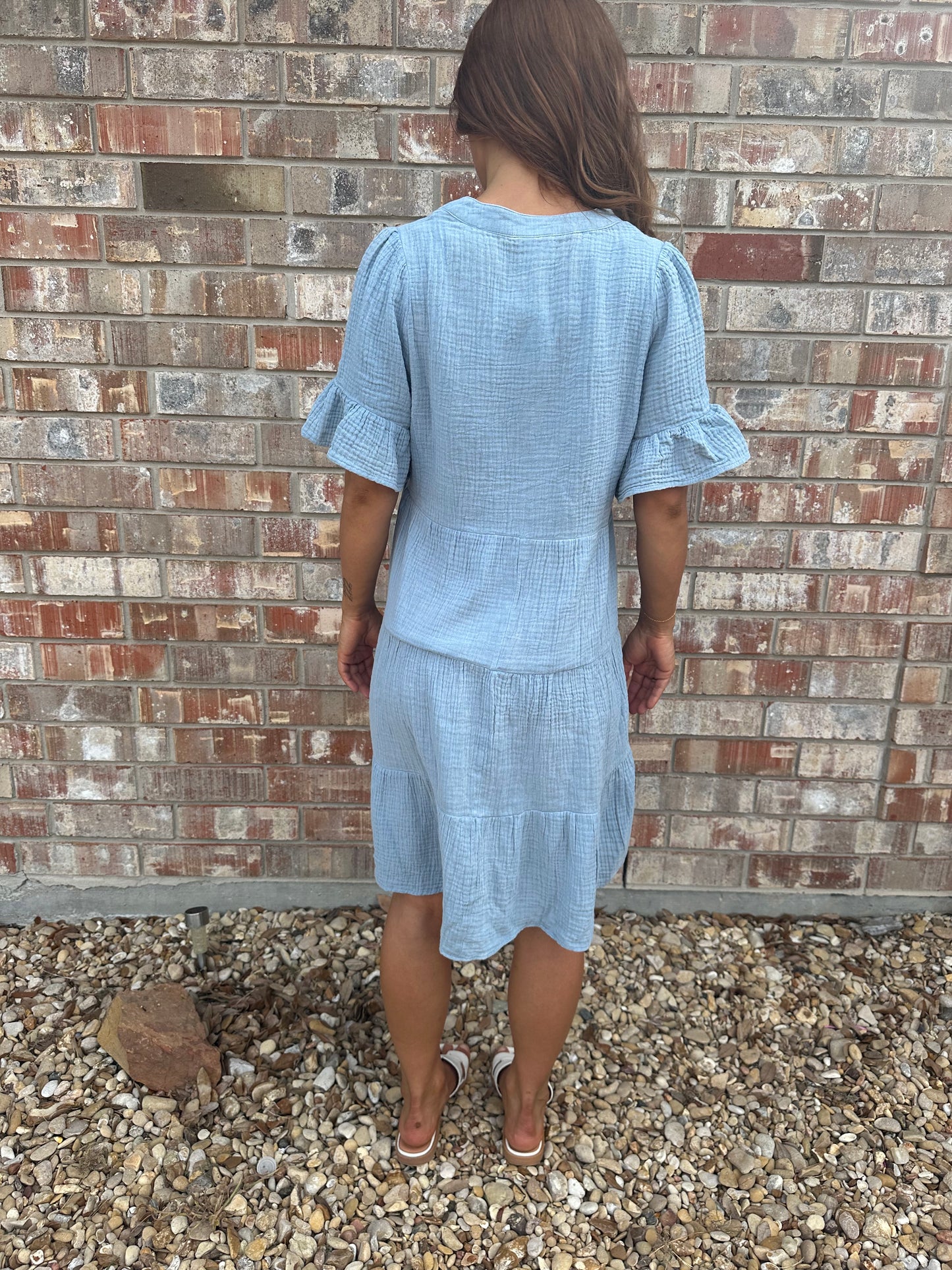 Mineral Washed Baby Bell Sleeve Woven Mini Dress