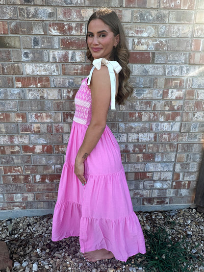 Camden Ribbon Strap Tiered Midi Dress