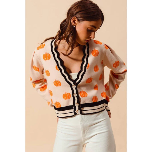 Pumpkin Knitted Sweater Cardigan