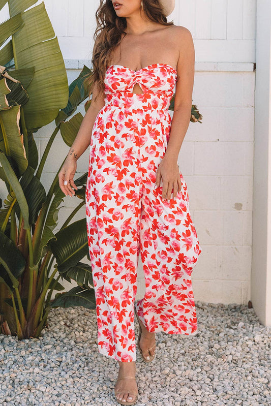 Floral Twisted Bandeau Summer Jumpsuit