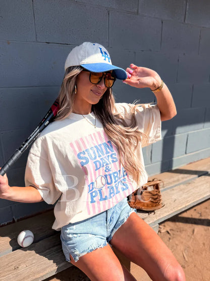 Sunny Days & Double Plays Graphic Tee on Ivory