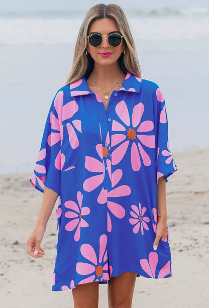 Floral Summer Loose Fit Tunic Shirt Romper