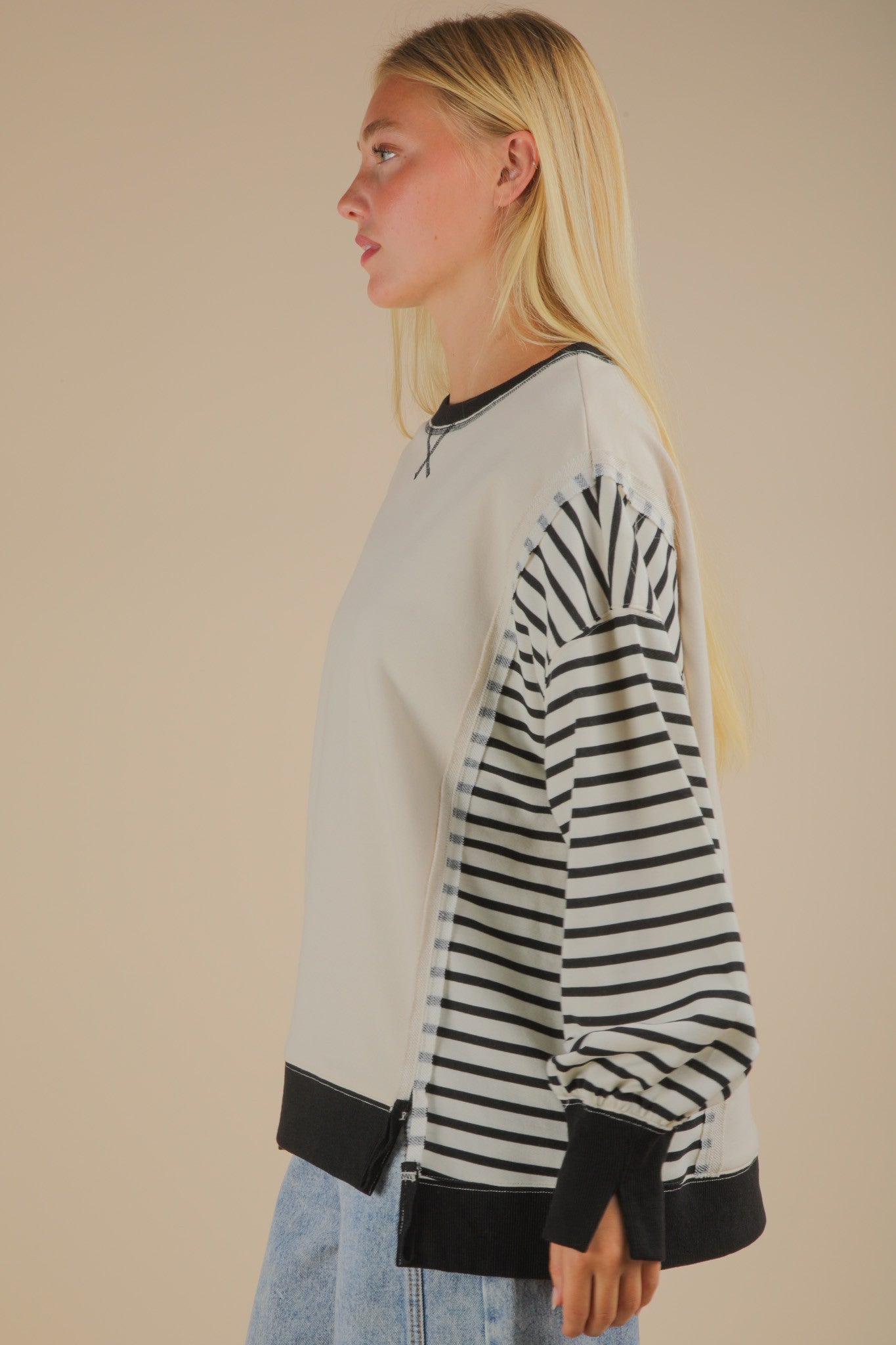 Oversized Striped Knit Top