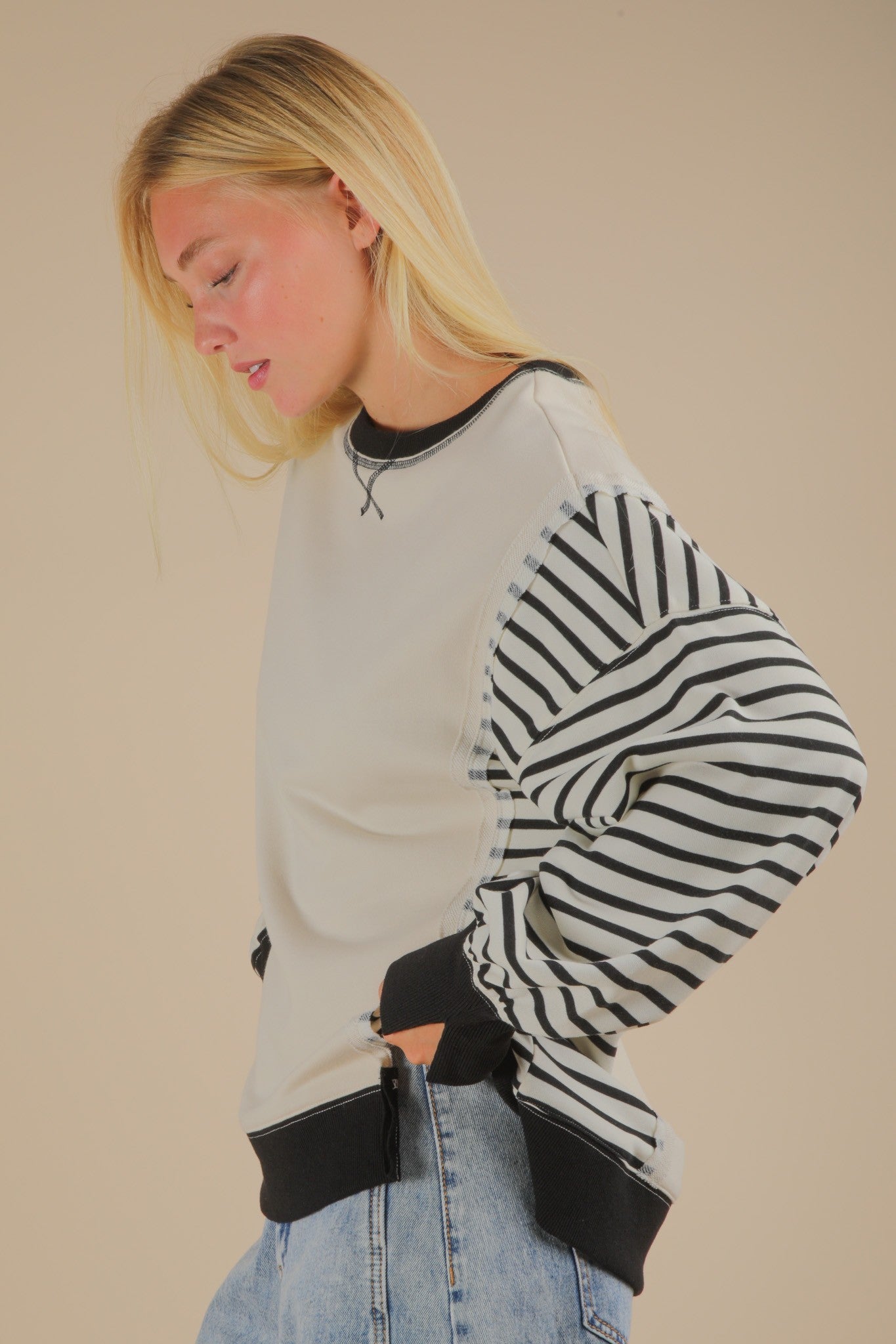 Oversized Striped Knit Top