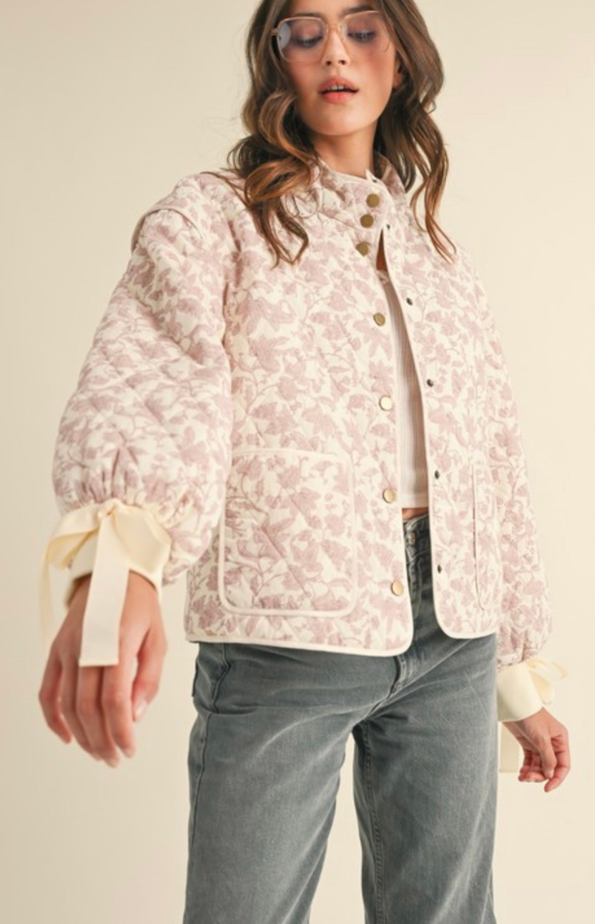Cami Floral Pink Bow Jacket
